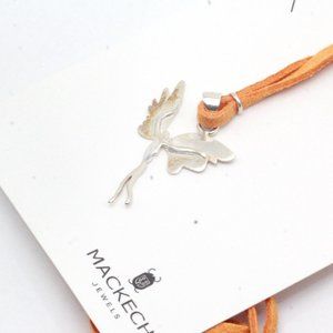 Mexico Mackech Sterling Silver Fairy Lady Suede Leather Cord Necklace